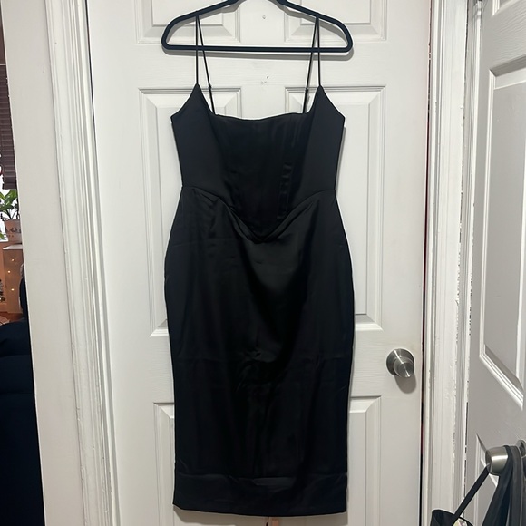 House of CB Anais Satin Corset Midi Dress- Black - Picture 8 of 11